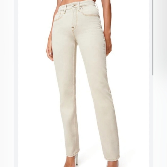 NWT Good American Good 90's Icon Straight Jeans Bone001 Women Plus Size 16 Beige - Picture 1 of 9